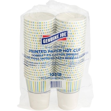 Genuine Joe CUP, PAPER, HOT, PRINTED, 12OZ, 50PK GJO10318